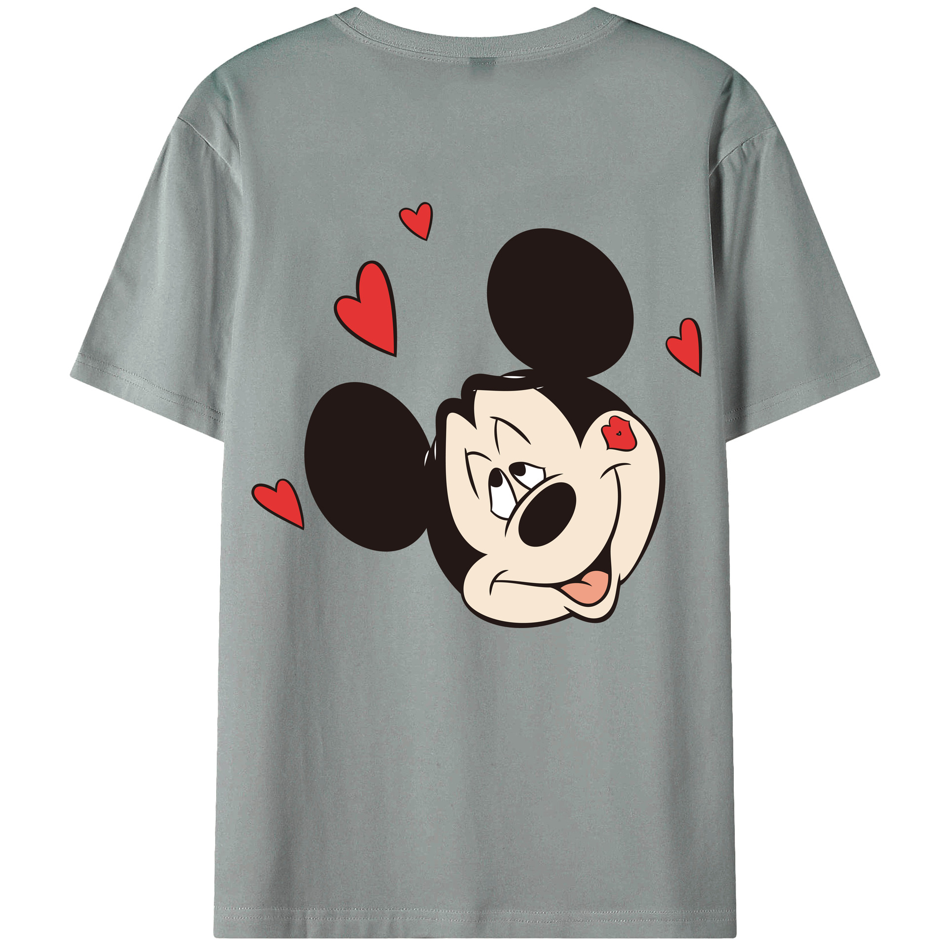 ミッキーマウス Mickey Mouse 綿100％ メンズ半袖Tシャツ（バックプリント） 通気性
